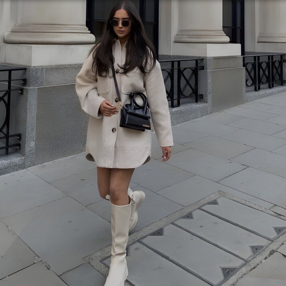 NEW H&M Oversized Shirt Jacket Shacket - Cream - Picture 3 of 7